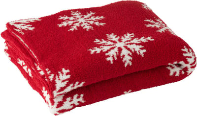J-Line plaid Sneeuwvlokken - polyester - rood/wit