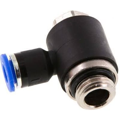 6mm x G1/4'' 90 graden L-vorm Messing/PA 66 Insteekfitting Buitendraad Draaibaar NBR [2 Stuks]