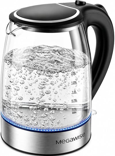 Waterkoker Glas 1,8 L - Elektrische Waterkoker 1800 W met LED Verlichting - Borosilicaatglas, 360° Draaibare Basis, Automatische Uitschakeling en Droogkookbeveiliging