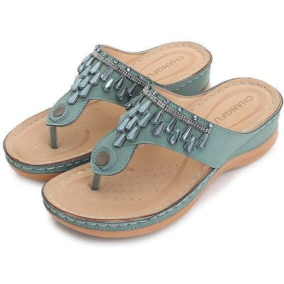 Dames Teenslippers Leren Pantoffels Dames Huis Schoenen Kantoor Pantoffels Strand Zomer Teenslippers 39 lichtgroene kleur
