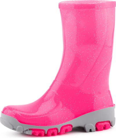 Ladeheid Kinder Regenlaarzen - Waterdichte voor Jongens en Meisjes - PVC - LA-RB-481 - Neonrosa Brokat - 21/22