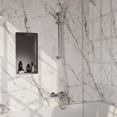 Brauer Brushed Carving Opbouw Baddouche Thermostaatkraan - Staaf - Doucheslang - Glijstang - Handdouche - Rvs Geborsteld Pvd