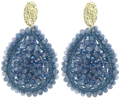 Dames Oorbellen - Blauw / Goud - Met Facet Geslepen Glaskralen - Elegant en Opvallend - 7x4cm