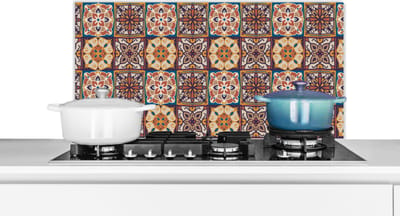 Spatscherm keuken 90x45 cm - Kookplaat achterwand Vector - Tegel - Abstract - Patroon - Muurbeschermer - Spatwand fornuis - Hoogwaardig aluminium