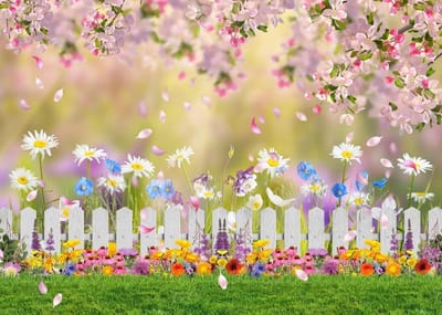 Allecta - Lente Bloemen Achtergrond voor Kinderfotografie en Pasen - 20 x 12 cm