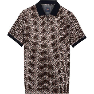 Baileys Polo Half Zip Allover Mosaic Pattern Taupe / male