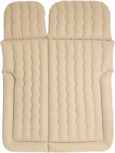 Opblaasbaar Auto Bed - Luchtmatras Reizen - Comfortabel Rusten - Hoofdbescherming Ingebouwd - 175 x 130 cm - Beige