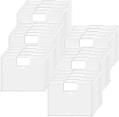 Documentenmap, A4, 60 stuks, A4 om op te bergen met 11 gaten, doorzichtig, waterdicht mappen, ordnersysteem, klittenbandsluiting en labelvakken voor het organiseren van documenten