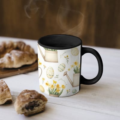Magische Mok - Foto op Warmte Mokken - Koffiemok - Gieter - Bloemen - Eieren - Magic Mok - Beker - 350 ML - Theemok