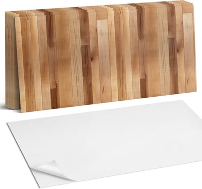 Coloray Plaktegels - Natuurlijk houtpatroon Wandtegel Zelfklevend - 60 cm x 30 cm - Beige Plaktegels - 6 stuks - Rechthoek PVC Tegels - Plaktegels Keuken - Zelfklevende Vloertegels Badkamer - Vinyl Tegels - Zelfklevende Wandtegels