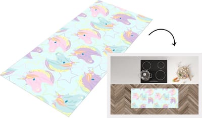 Keukenloper - Loper keuken - Unicorn - Sterren - Patronen - 120x50 cm - Keukenloper vinyl