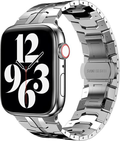 Strap-it Stalen Iron band - Geschikt voor Apple Watch bandje -Series 1/2/3/4/5/6/7/8/9/10/11/SE/SE2/SE3/Ultra (2) - Zilver - RVS schakel band met vlindersluiting - Metalen iWatch bandje voor maat: 44mm / 45mm / 46mm / 49mm