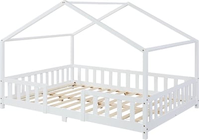 Kinderbed Treviolo huisbed 140x200 cm wit [en.casa]
