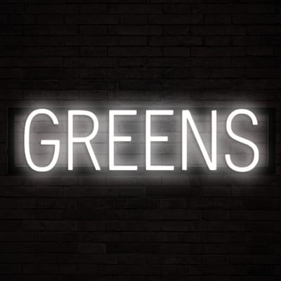 GREENS - Lichtreclame Neon LED bord verlicht | SpellBrite | 59,98 x 16 cm | 6 Dimstanden & 8 Lichtanimaties | Reclamebord neon verlichting