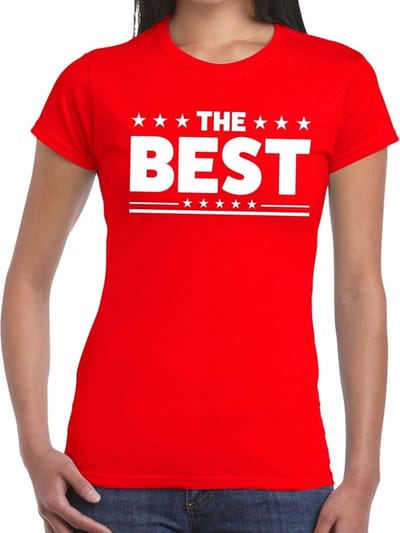 The Best tekst t-shirt rood dames - dames shirt The Best XS
