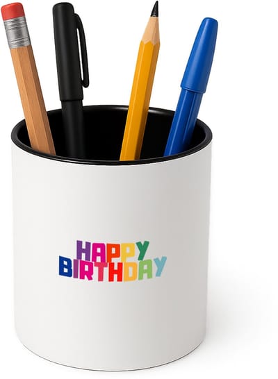 Hacebo® - happy birthday Pennenbakje - Happy birthday - iemand die jarig is - pennenhouder - de jarige - verjaardagscadeau - kado - geschenk - gift - leuke verjaardagscadeau - Pennenbakje zwart