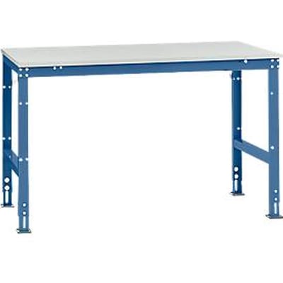 Manuflex werktafel UNIVERSAL Standaard, 1500 x 1000 mm, melamine lichtgrijs, briljantblauw