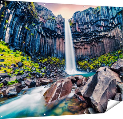 Gards Tuinposter Waterval in IJsland - 150x120 cm - Tuindoek - Tuindecoratie - Wanddecoratie buiten - Tuinschilderij