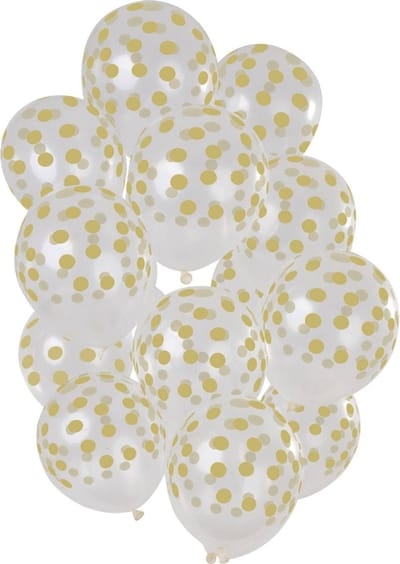 Folat - Ballonnen Stippen Goudkleurig Transparant 30 cm - 15 stuks