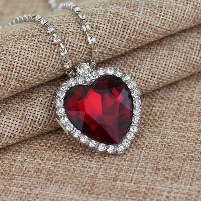 Titanic Hart Van De Oceaan Ketting Voor Vrouwen Blauw En Rood Kristal Ketting Mode Feest Sieraden Cadeau gray