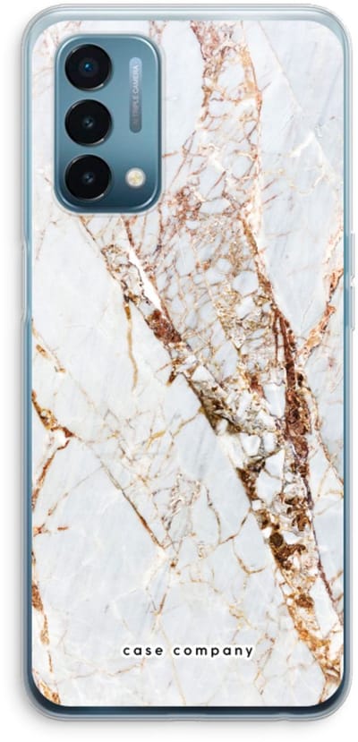 Case Company® - Hoesje geschikt voor OnePlus Nord N200 5G hoesje - Goud marmer - Soft Cover Telefoonhoesje - Bescherming aan alle Kanten en Schermrand