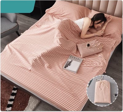 Slaapzak Liner - Reislaken Katoen - Hygiënisch Slapen - Ademend Materiaal - 180x210cm - Roze