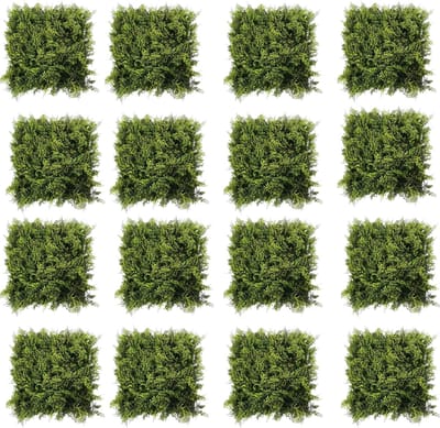 Kunstgras Wandpanelen - Voor Tuin, Balkon & Binnen - Privacy & Decoratief - Groen Buxus & Tropische Bladeren - Kunstplant - Groen-16pcs