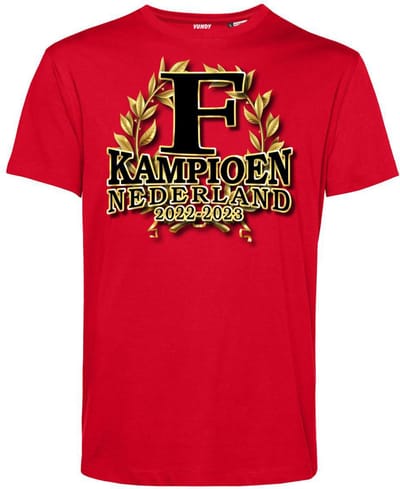 T-shirt Kampioen Nederland 2022-2023 | Rotterdam Supporter | Shirt Kampioen | Kampioensshirt | Rood | maat XS