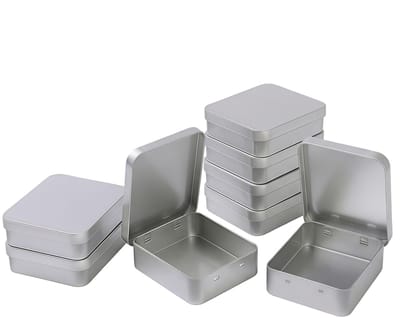 Dailygoods- Opbergdoos Set van 8 Stuks - Metalen Opbergdozen met Deksel - Compacte Blikken Containers - Voor Kleine Onderdelen - 9,3x8,3x2,5 cm - Robuust Metaal - Opbergbox