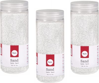 5x pakjes fijn decoratie zand wit 475 ml - decoratie - zandkorrels / knutselmateriaal