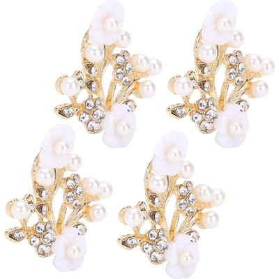 4 Stuks Holle Kristallen Bloemvorm Gesp Kleding Tassen Schoenen Gesp Decoratie Accessoires3.8x4.4cm beige