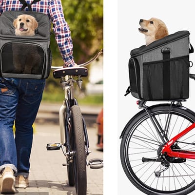 Fietsmand voor honden - Huisdier mand fiets - Veilige fietstochten - Afneembaar en ademend
