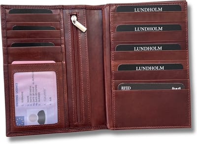 Lundholm leren portefeuille heren leer bruin - map voor papieren - hoogwaardig leder - autopapieren map - cadeau voor man kado man