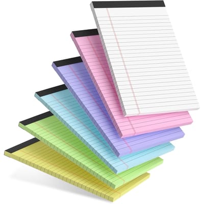 Kleine notitieblokken - Kladblok A5 - 6 levendige kleuren notitieblok /gelijnd - 30 vellen per stuk - 5x8"