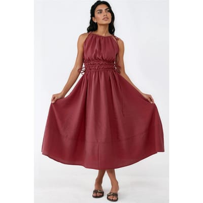 Gerimpeld Strap Midi-jurk