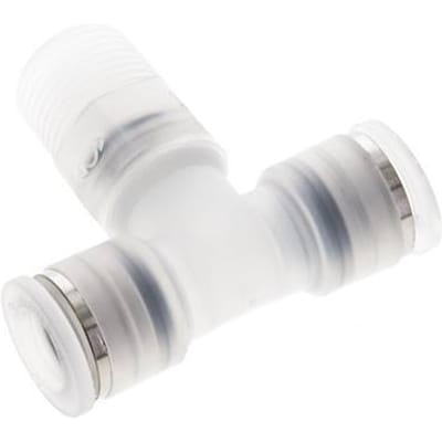 10mm x R3/8'' inline T-stuk PA Insteekfitting Buitendraad FDA Draaibaar EPDM