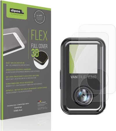 dipos FLEX – 2x Matte Screenprotector geschikt voor Vantrue E360 Ace | Volledige Schermbescherming | Case-Friendly