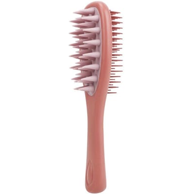 Brosse Shampooing Brosse de Massage du Cuir Chevelu Peigne Lave-Tête Masseur Capillaire Double Face Brosse de Bain Éponge Corporelle Accessoires pour Cheveux rouge
