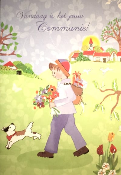 Luxe Wenskaart Communie - Art of Cards - 11,5x17cm - Dubbele Kaart - Met Envelop - Luxe Wens Kaart - Heilige Communie - Greeting Card - 1 Stuks - In Folie Apart Verpakt - Communion - Gemeinschaft - Gratis Verzonden - Hoge Afnamekortingen