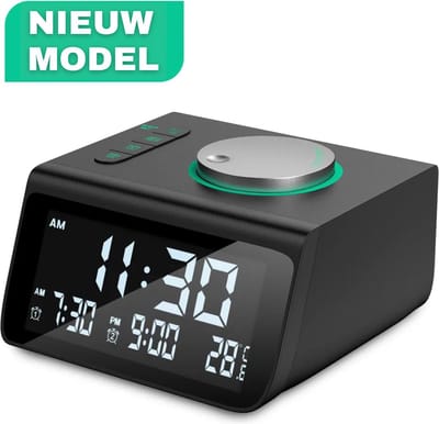 Edmondo Wekkerradio - Digitale Wekker - met Dimbaar Display, Temperatuur en Dual USB - Klokradio - Dubbel Alarm - Voor kinderen & Volwassenen - Zwart