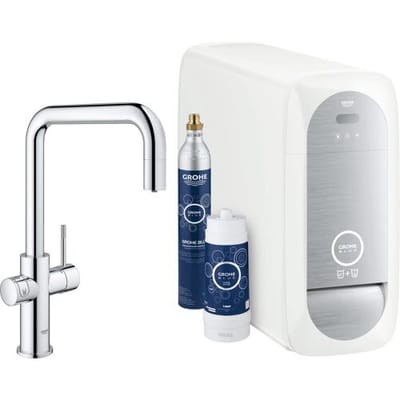 GROHE Blue Home Mono Keukenkraan - Met Bluetooth en WIFI - Starterkit - U-Uitloop - Chroom - Met uittrekbare handdouche - Voor gezuiverd, gekoeld en bruisend water
