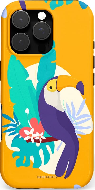 Casetastic hoesje geschikt voor Apple iPhone 16 Pro - MagSafe - Dubbellaagse bescherming - Toeceaan - Fashion Case - Okergeel Turquoise Crème