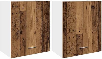 Set van 2 Hangende Wandkasten 50x31x60 cm Massief Hout Oude Houtkleur