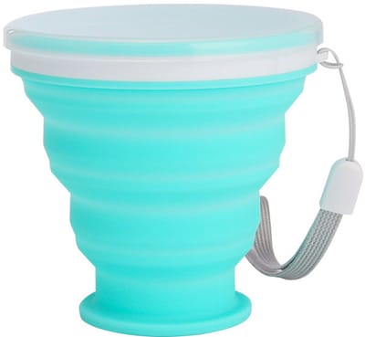 Oneay Opvouwbare Siliconen Drinkbeker – Herbruikbare Camping Beker met Deksel – Draagbare Reis Drinkbeker 300 ml – Blauw