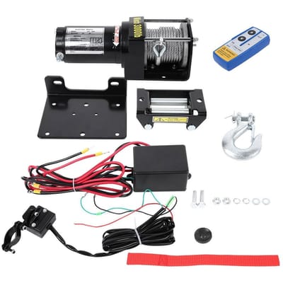 Treuil de récupération électrique 3000lbs 12V Kit de télécommande filaire pour camion SUV VTT Remorquage Bateau Remorque blanc