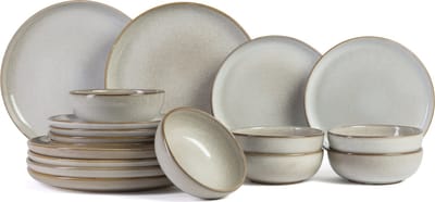 ASA Selection Serviesset Saisons Sand 18-delig - Servies Set 6 Personen - Modern Design Aardewerk - Vaatwasser- & Magnetronbestendig
