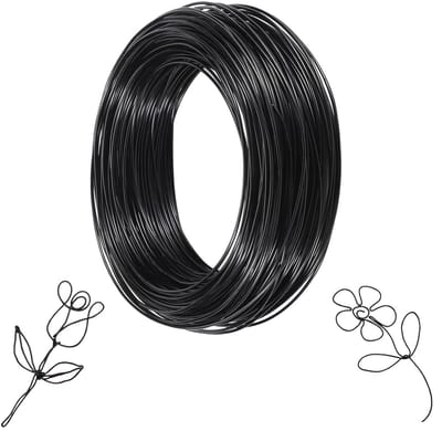 Draad, zwart, 1 mm x 50 m, draad om te knutselen, sieradendraad, zacht aluminiumdraad, aluminium draad voor sieraden, knutselwerk
