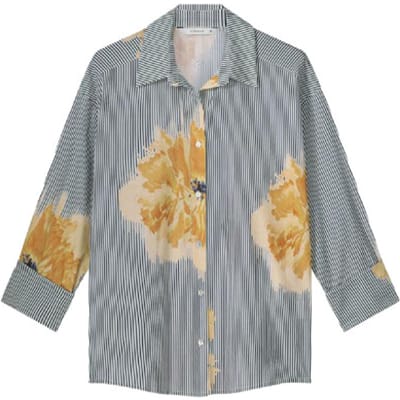 Summum Woman Blouse Flowers And Stripes Multicolour Maat: 34 | Longsleeves Outlet | Dames | Geel