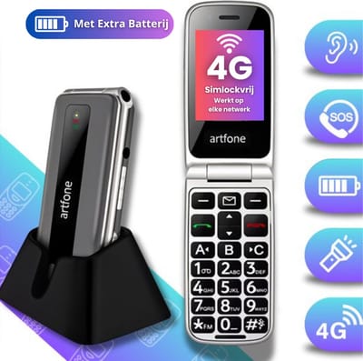 Artfone F30 Senioren Telefoon 4G - Grote Toetsen - SOS Noodknop - USB-C - GSM Dumbphone