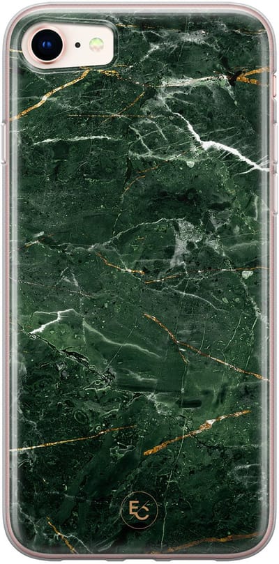 Hoesje geschikt voor iPhone 8 - Marble jade green - Soft Case - TPU - Marmer - Groen - ELLECHIQ